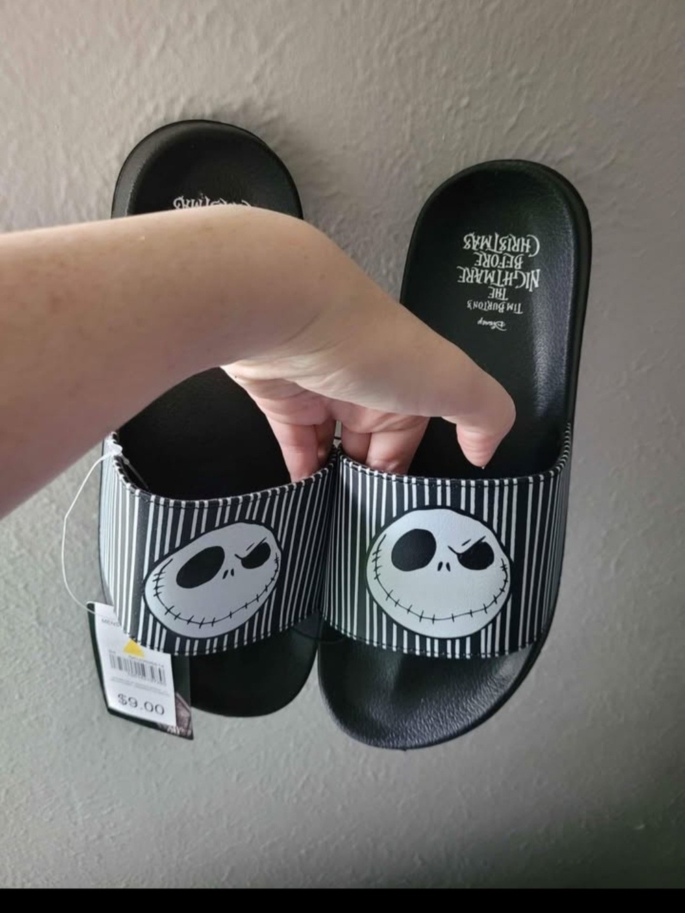 Disney Jack Skellington Black and White Men's NWTs Slide Sandals
